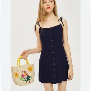 Chic Navy Button-Front Mini Dress